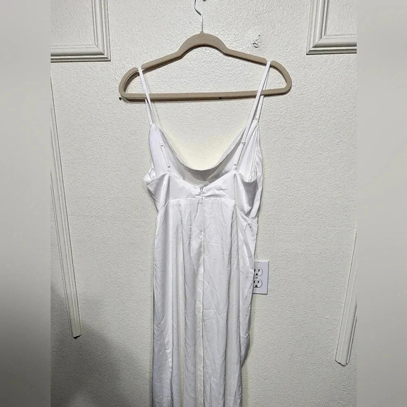 Lulu's Here's to Love White Satin Backless Column Maxi Dress Wedding Bridal - Picture 10 of 12